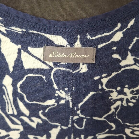 Eddie Bauer Beachy Maxi Blue Geo Print Empire High Waist Cool Cotton Dress Sz M - Picture 8 of 14